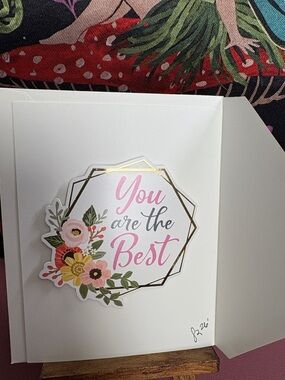 You Are the Best Floral Thank You Post Card or Mother’s Day- Pink & Gold